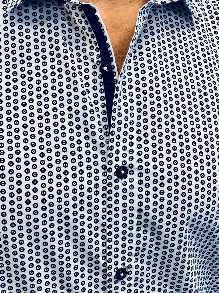 Long Sleeve Printed Woven Shirt Bright White (E16)