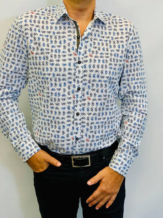 Long Sleeve Printed Woven Shirt Poseidon (X154)