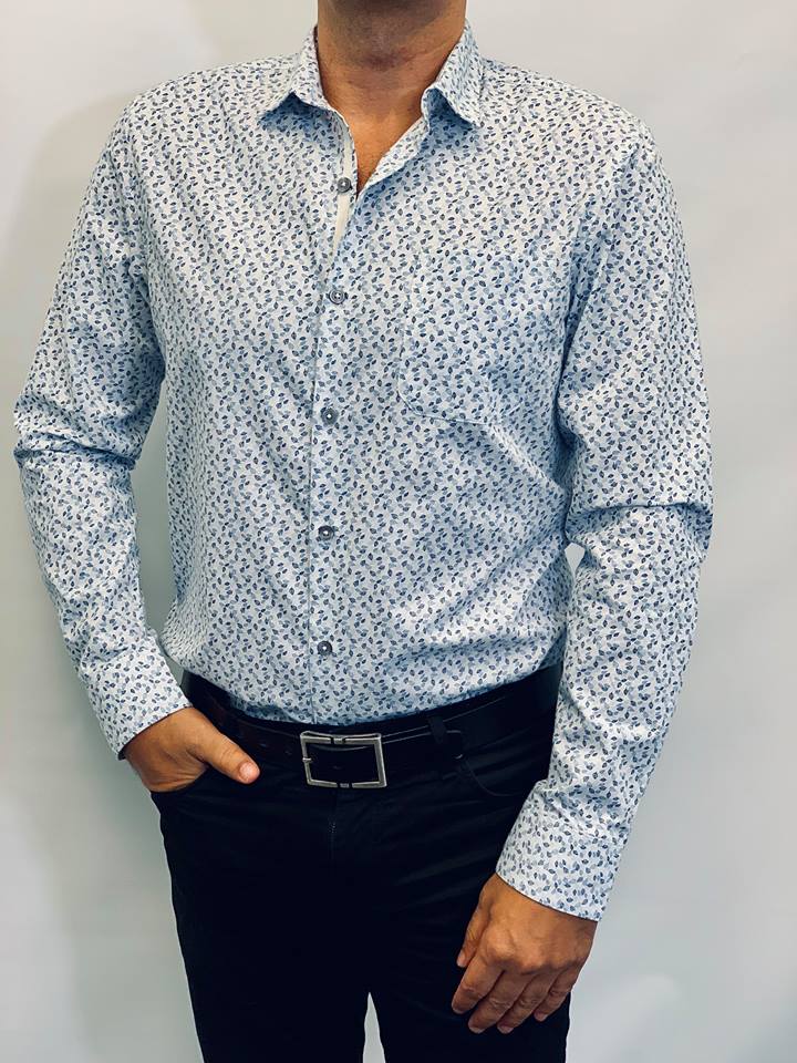 Long Sleeve Printed Woven Shirt Skyward (a18-X153)