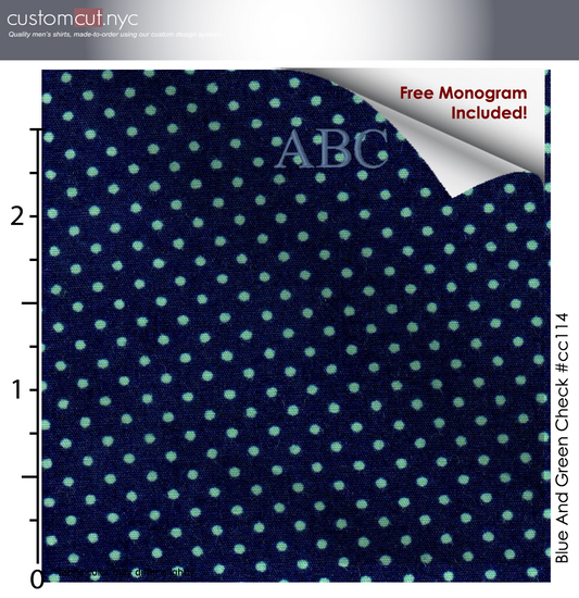 Navy with dots #cc114, 100% Cotton, Men's Monogrammed Custom Tailored Shirt