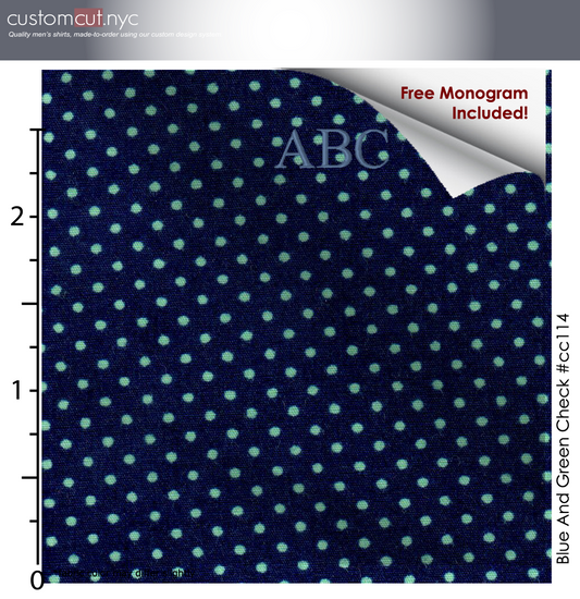 Navy with dots #cc114, 100% Cotton, Men's Monogrammed Custom Tailored Shirt gs