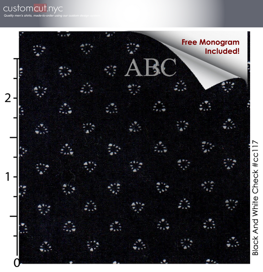 Black Mini #cc117, 100% Cotton, Men's Monogrammed Custom Tailored Shirt gs