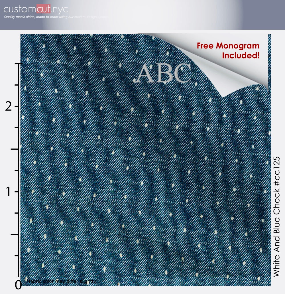 Chambray Dobbie  #cc125, 100% Cotton, Men's Monogrammed Custom Tailored Shirt gs