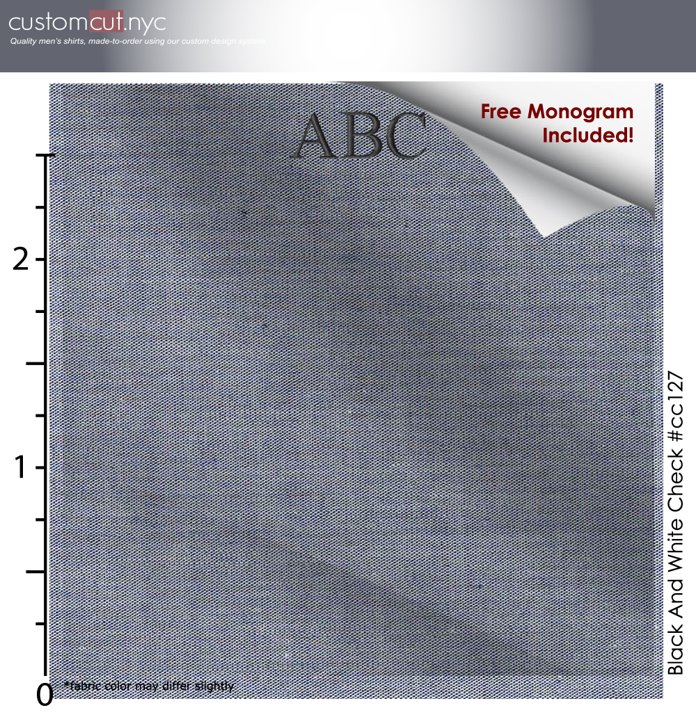Copy of Chambray Grey, 100% Cotton, Men's Monogrammed Custom Tailored Shirt (#CC127)