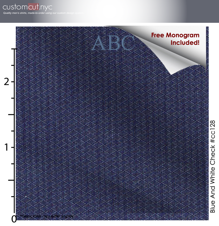 Copy of Navy Blue Net, 100% Cotton, Men's Monogrammed Custom Tailored Shirt (#CC128)