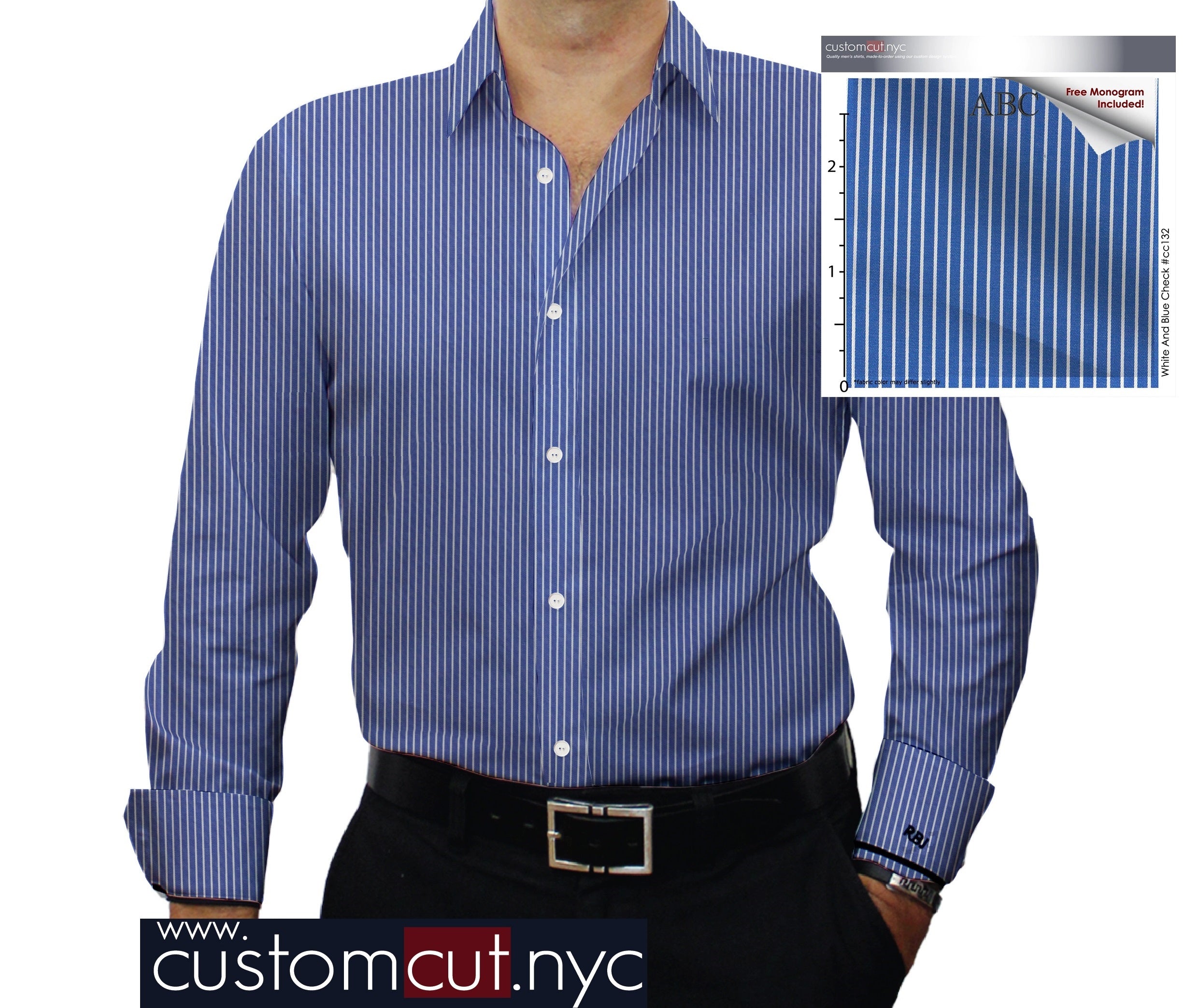 Copy of High Counts Sateen Finish Stripe  Blue (CC132)