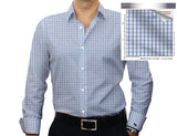 White and Lt. Blue Check #cc25, 100% Cotton Men's Monogrammed Custom Dress Shirt.