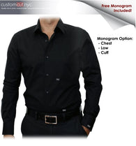 Black  80's 2 Ply Non Iron Monogrammed Dress Shirt (Item cc53)