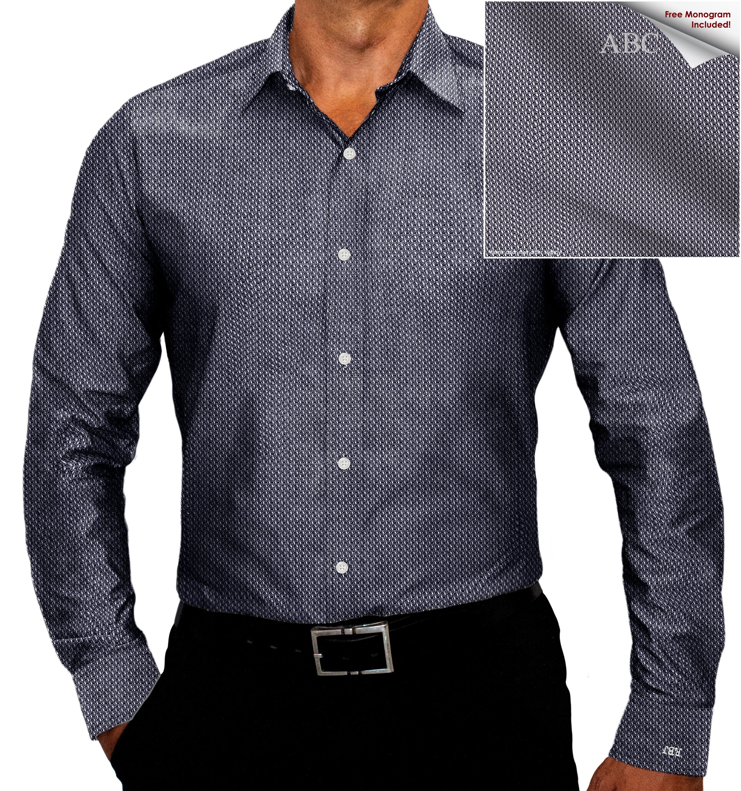 Black/White Texture Button Down Dress Shirt  (NF23)