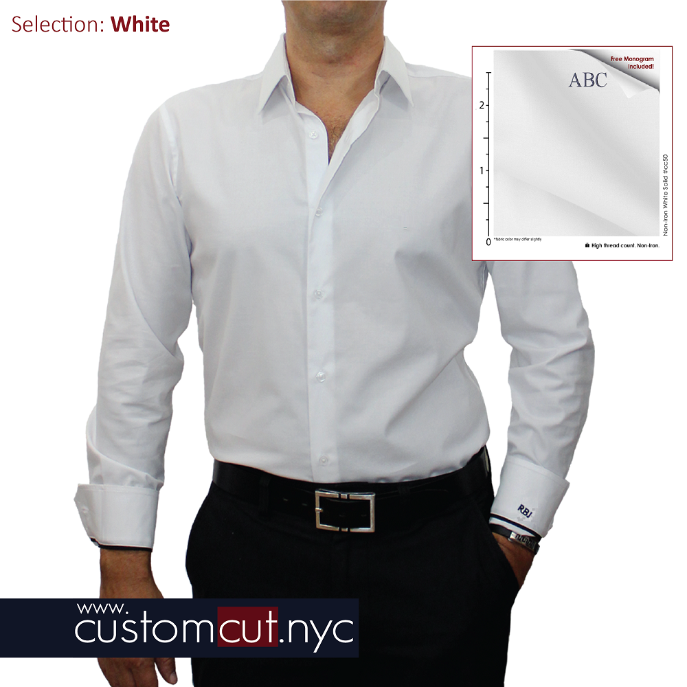 White  80's 2 Ply Poplin  Non Iron Tailored Dress Shirt (Item cc50) gs