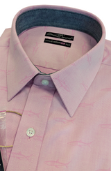 Pink Sharks on Mini Oxford #cc108, 100% Cotton, Men's Monogrammed Custom Tailored Shirt