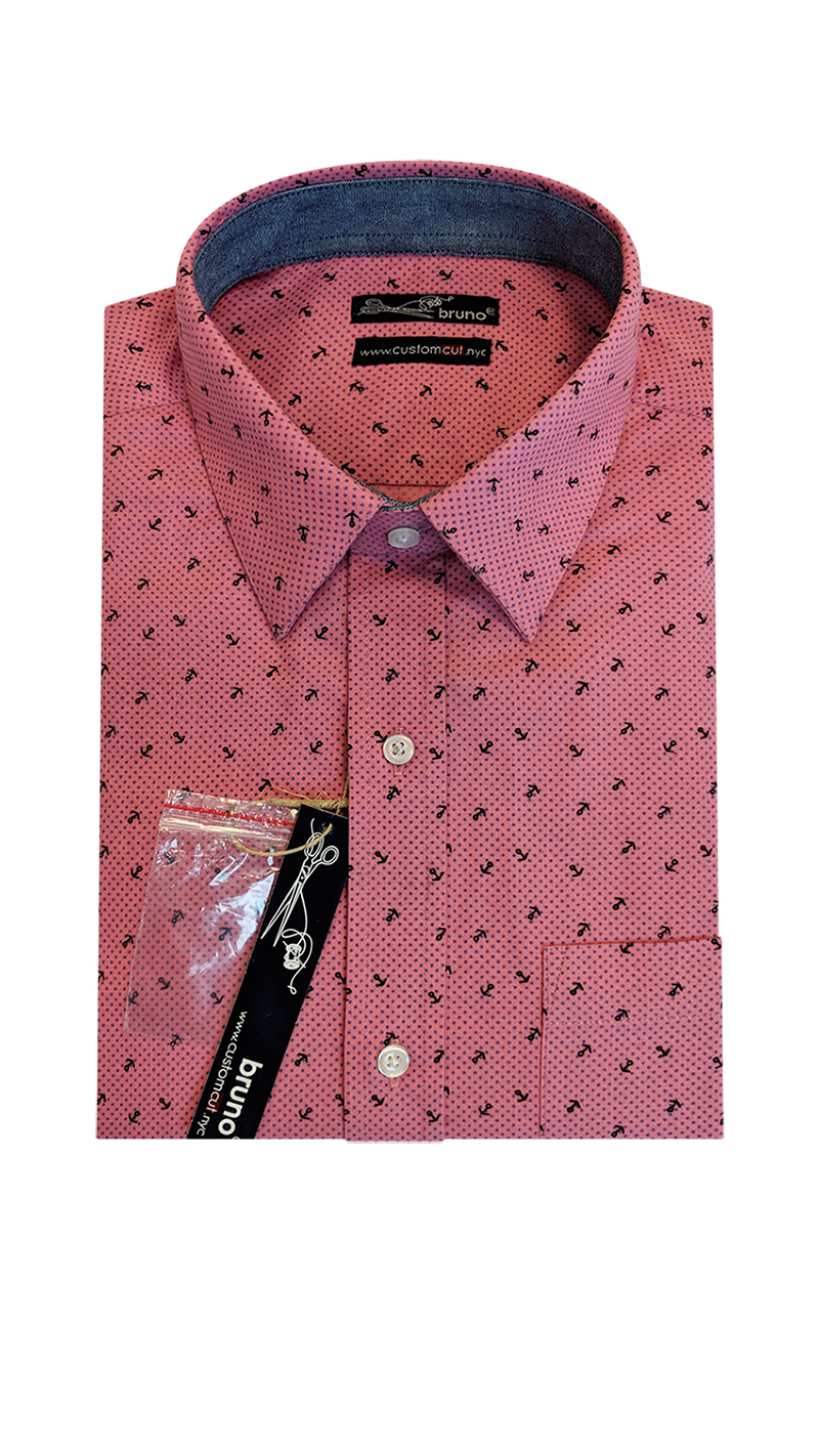 Anchors Away Print  #cc122, 100% Cotton, Men's Monogrammed Custom Tailored Shirt gs