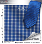 Tie Set, Blue Check #cc23, 100% Cotton Men's Monogrammed Custom Dress Shirt.