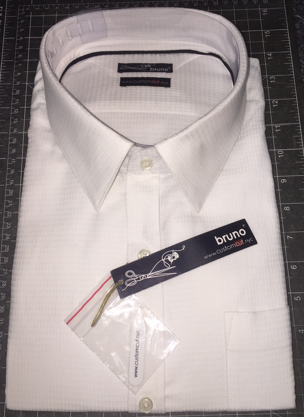 White Texture #cc2, 100% Cotton Men's Monogrammed Custom Dress Shirt.