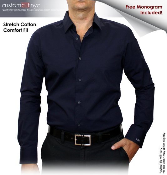 Mens Monogrammed Shirts - Navy Solid (Item cc38) gs