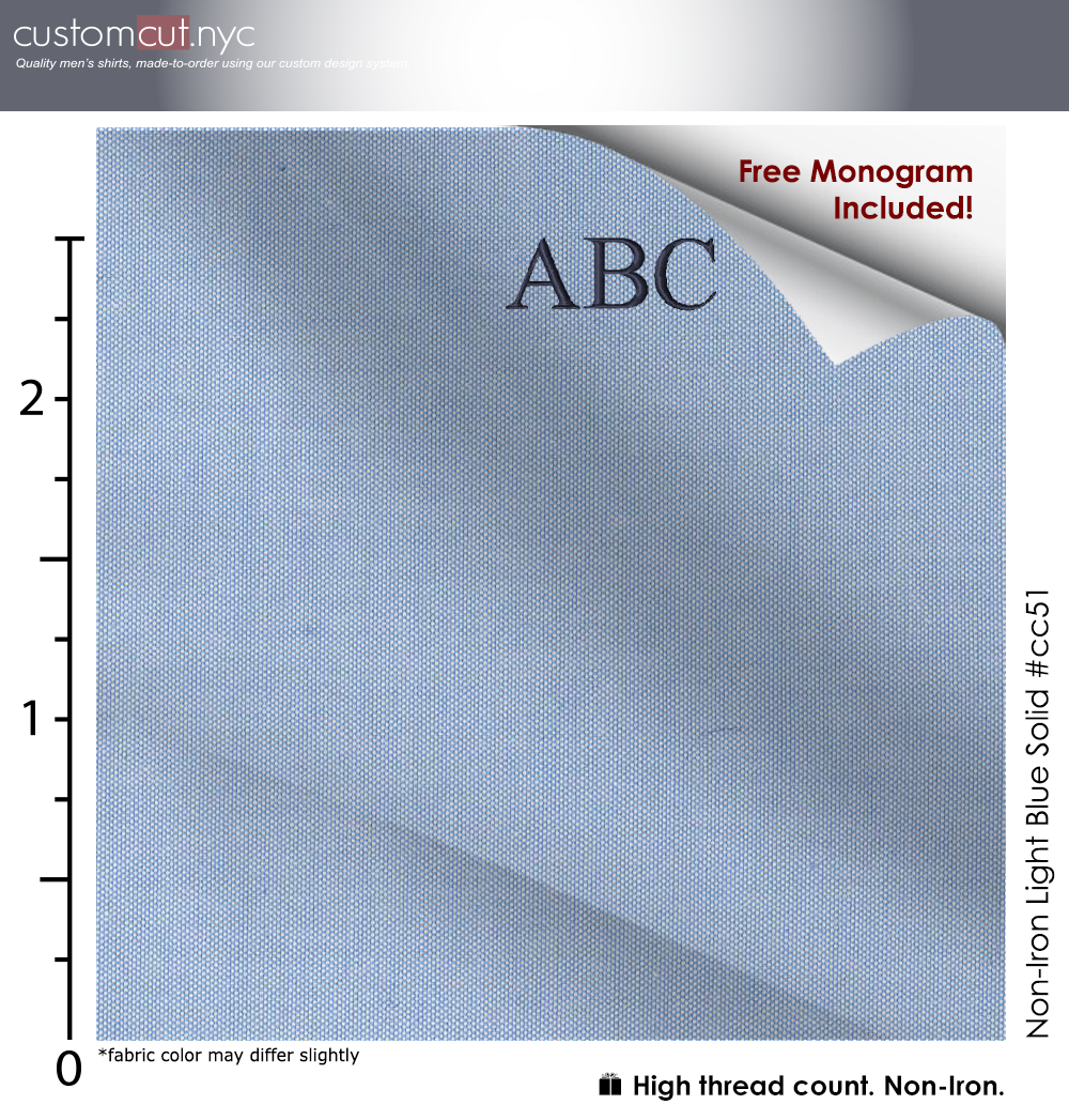 Mini Oxford Lt Blue Non Iron Custom Monogrammed Dress Shirt (#cc55) gs