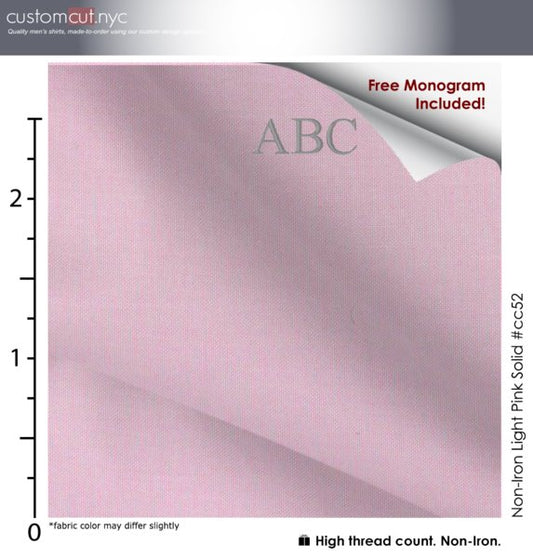 Mini Oxford Lt Pink Non Iron Solid Custom Monogrammed Dress Shirt (#cc56) gs
