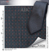 Printed Charcoal/Navy Geo Tie Set# cc67, 100% Cotton, Men's Monogrammed Custom Tailored Dress Shirt gs