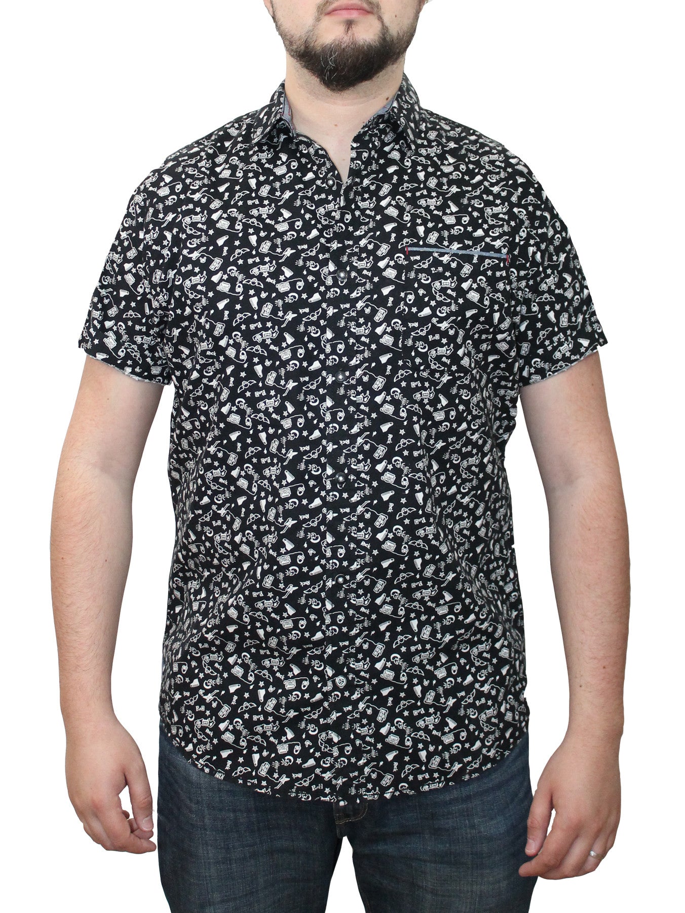 Short Sleeve Printed Button Shirt cc4