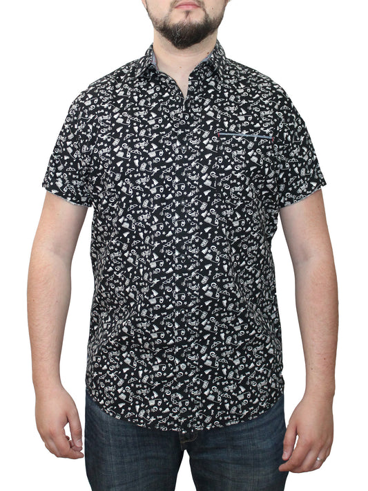 Short Sleeve Printed Button Shirt cc4 gs