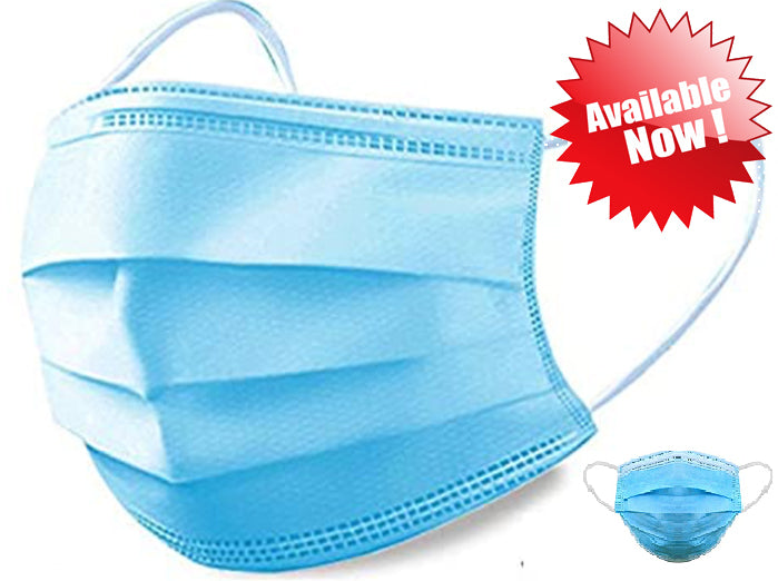 Disposable 3-Ply Face Mask, 50 pack — In Stock, Immediate Free Shipping! Arrives in 2-3 days