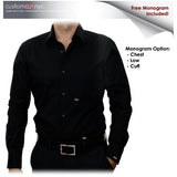 Fine Counts Cotton Royal Blue Custom Monogrammed Dress Shirt with Tie Set(#065MBLU)