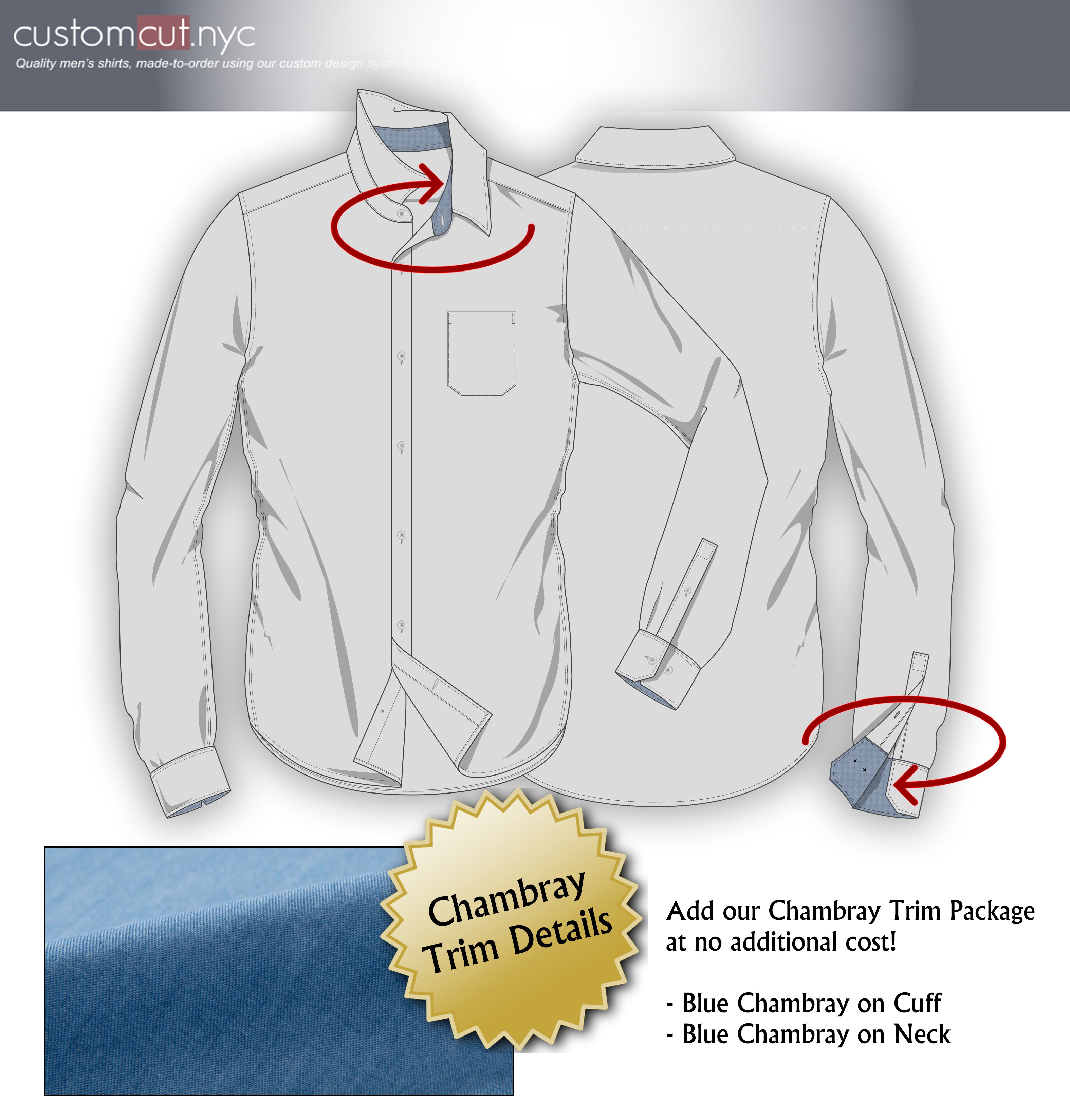 Chambray Dobbie  #cc125, 100% Cotton, Men's Monogrammed Custom Tailored Shirt gs