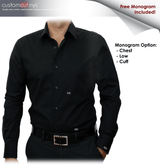 Printed Charcoal/Navy Geo #cc67, 100% Cotton, Men's Monogrammed Custom Tailored Dress Shirt