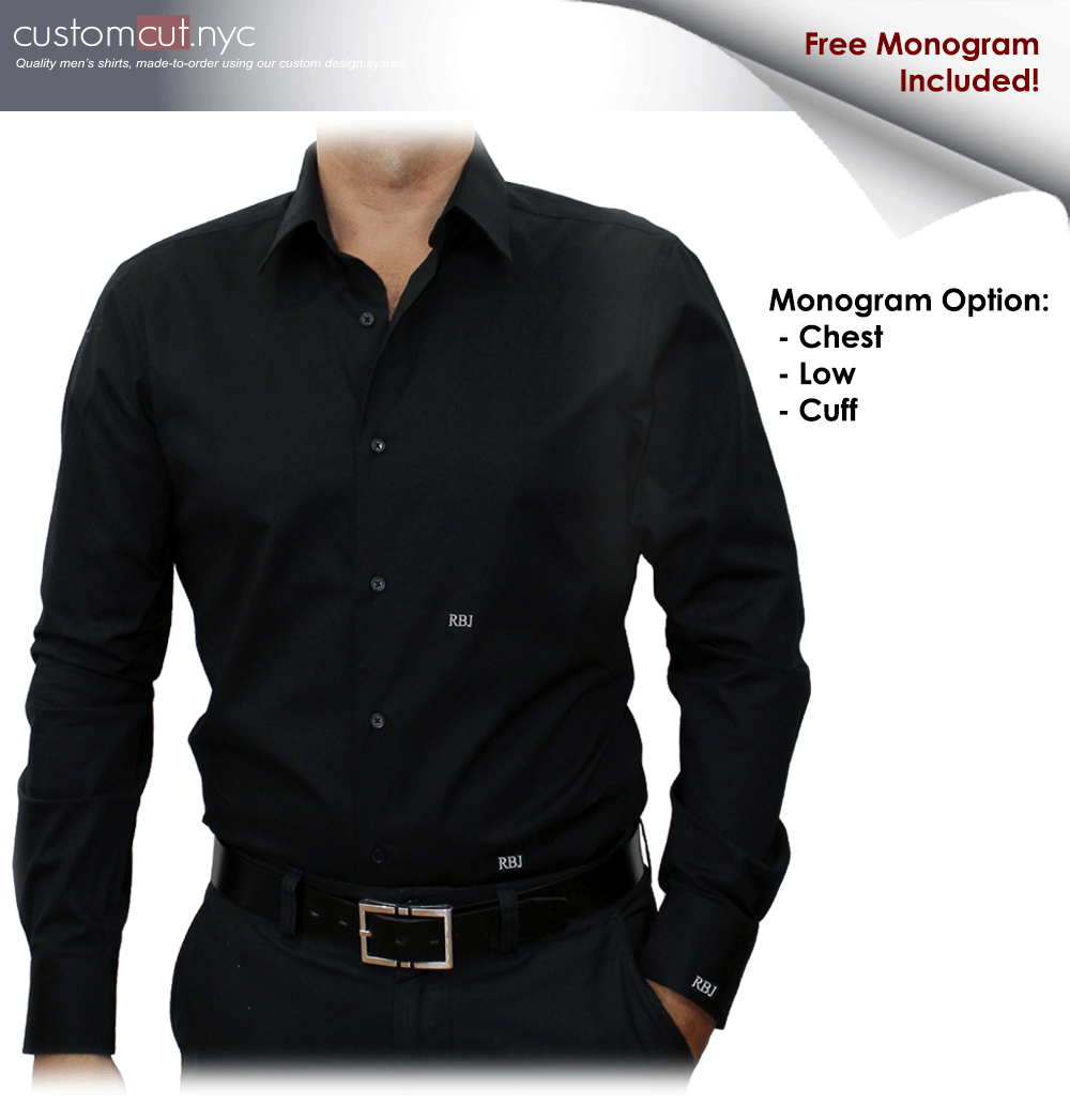 Tie Set, Black Solid #cc37, Men's Custom Dress Shirt. gs